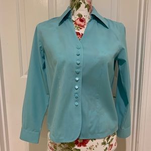 Talbots Tiffany blue long sleeve blouse size 6P
